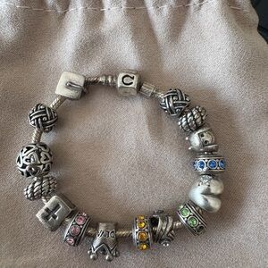 Pandora Silver Charm Bracelet with 15 charms